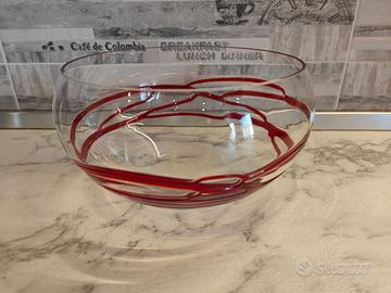 vas0 cristall0 con dec0razione rossa 24 cm nuovo