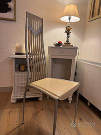 Set 4 sedie ‘Bontempi’ vintage in metallo/pelle
