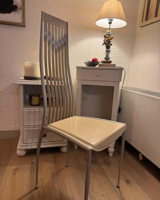 Set 4 sedie ‘Bontempi’ vintage in metallo/pelle