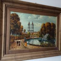 Dipinto ad olio su tela paesaggio classico