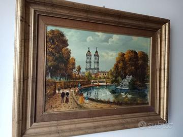 Dipinto ad olio su tela paesaggio classico