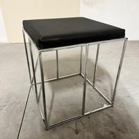 Sedute in Pelle Nera e Acciaio Cromato