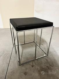 Sedute in Pelle Nera e Acciaio Cromato