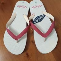 Infradito Pompea bianchi con fascia fucsia