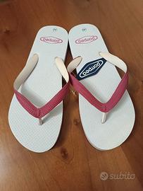 Infradito Pompea bianchi con fascia fucsia