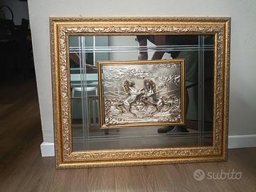 QUADRO A SPECCHIO CON CAVALLI IN RILIEVO