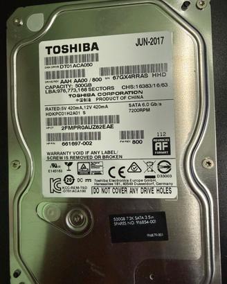 Hard disk 500GB 3.5” Toshiba