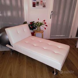 chaise longue ecopelle bianca