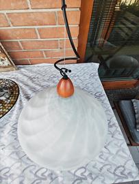 Lampada sospensione vintage vetro opalino alabastr