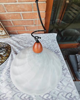 Lampada sospensione vintage vetro opalino alabastr