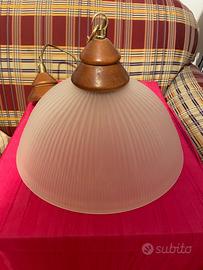 Lampadario vetro e legno