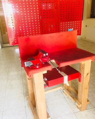 Banco da lavoro in legno massello con accessori