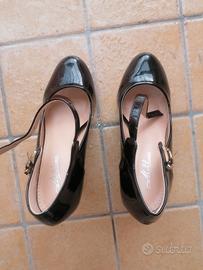 Décolleté nere lucide Melissa con plateau - tg 36