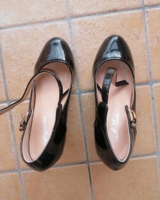 Décolleté nere lucide Melissa con plateau - tg 36
