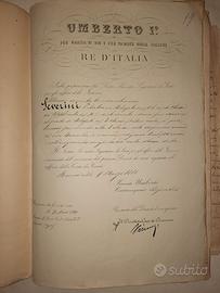 Docomento UMBERTO I RE D'ITALIA 1881