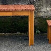 Tavolo in Legno e Marmo rosso di Verona con Ammoni