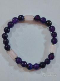 Bracciale "Purple Dawn" – Ametista e Quarzo Rosa