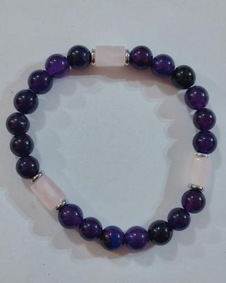 Bracciale "Purple Dawn" – Ametista e Quarzo Rosa
