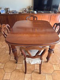 TAVOLO INGLESE ORIGINALE DEL 1800 CON SEDIE