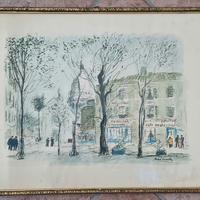 
4 litografie Michele Cascella vedute Parigi