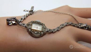 Splendido orologio vintage argento marcasite