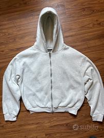 Felpa streetwear zip up cropped in tessuto spesso