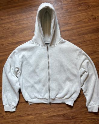 Felpa streetwear zip up cropped in tessuto spesso