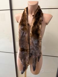Stola in vera pelliccia di visone marrone vintage