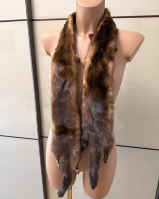 Stola in vera pelliccia di visone marrone vintage
