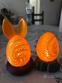 Uova luminose Pasqua 3D con coniglio