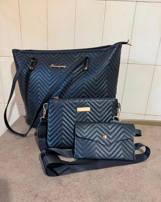 Borsa donna nera 3 pezzi elegante