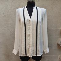 Camicia - blusa bianco panna plissettata con pizzo