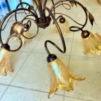 Lampadario 5 luci ferro battuto