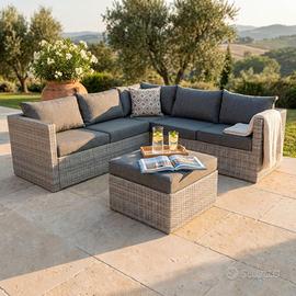 Set Salotto Angolare da Giardino 6 Posti in Rattan