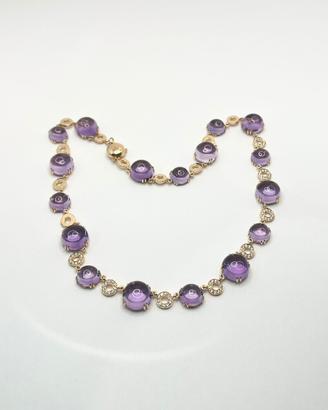 Collana oro 18 kt ametista diamanti