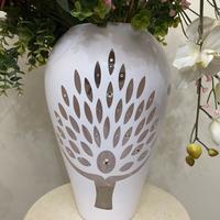 Vaso in  vetro bianco con strass albero della vita