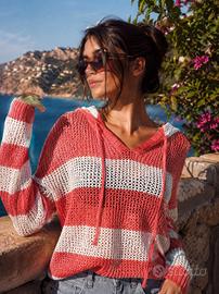maglia traforata con cappuccio donna estate