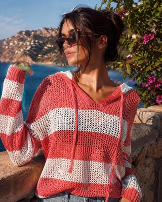 maglia traforata con cappuccio donna estate