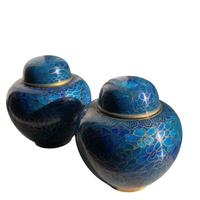 Coppia vasetti cinesi blu cloisonne