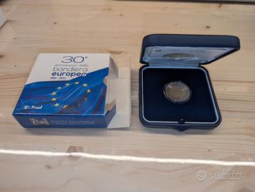 2 euro proof anniversario bandiera unione europea