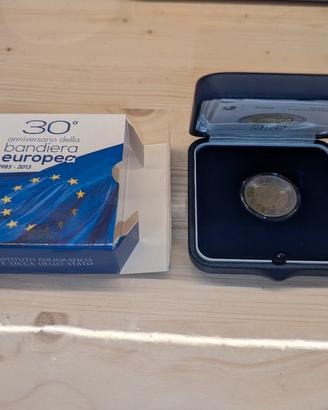 2 euro proof anniversario bandiera unione europea