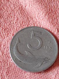 moneta 5 lire 1951
