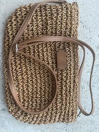 Borsa a tracolla estiva in vera rafia intrecciata