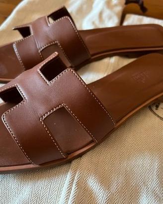 sandali hermes oran marroni 39.5