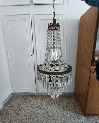 lampadario Decò impero gocce in cristallo 