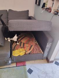 Divano letto con chaise longue contenitore