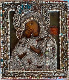 Antica icona russa "Madre di Dio  di Vladimir "
