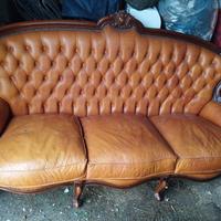 completa seduta di divani in pelle stile anni 50