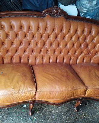 completa seduta di divani in pelle stile anni 50