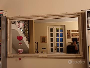 GRANDE SPECCHIO SHABBY CON CORNICE  INTAGLIATA